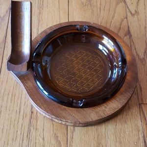 Pipe Stand w Amber Glass Ash Tray Decatur Vintage